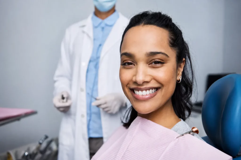 Smiling patient after a dental check up at Chesterville Dental in Bentleigh East